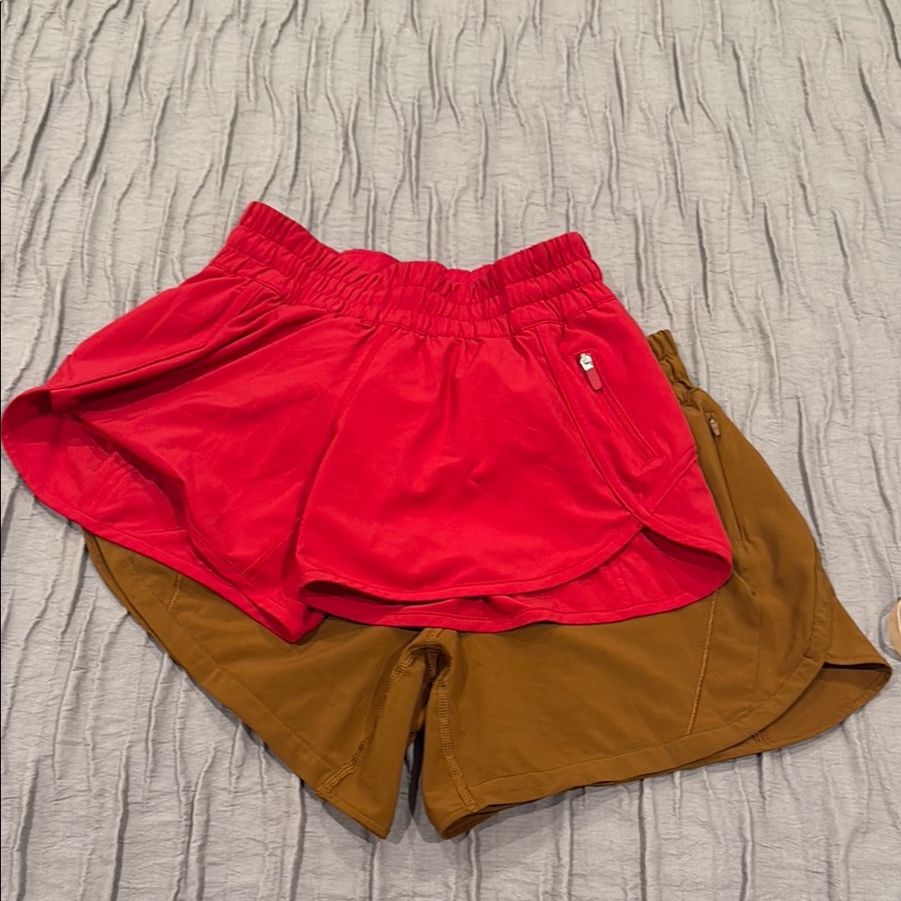 lululemon athletica Red and Brown Athletic Shorts